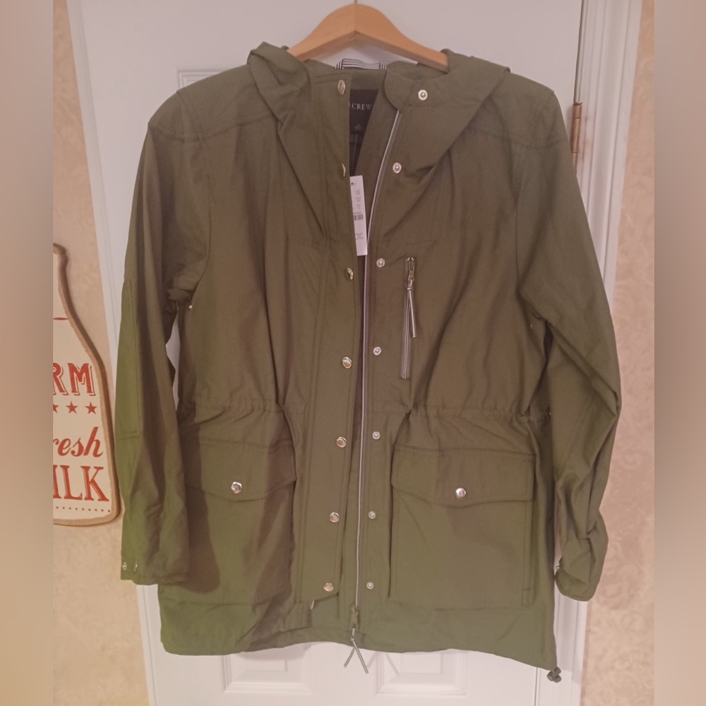 Brand New JCrew Olive Green Hooded Jacket - Woman’s